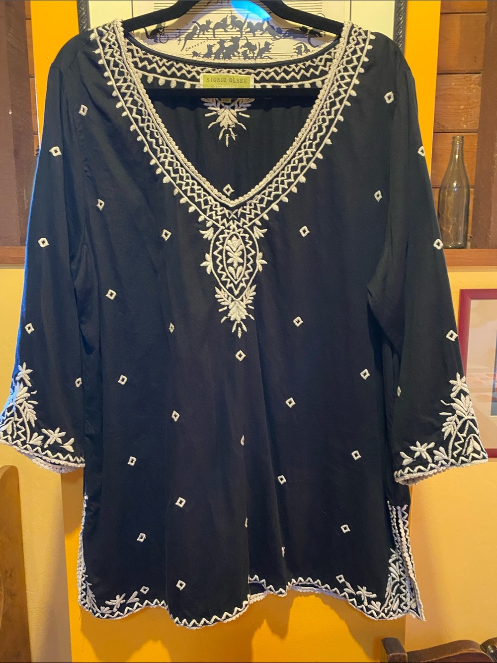 Sigrid Olsen Cotton Embroidered Tunic/Swimsuit Cover Up
